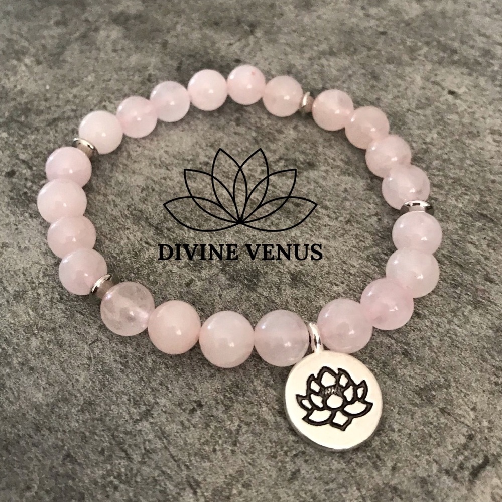 Rose Quartz Lotus Bracelet - Picture 5 of 8